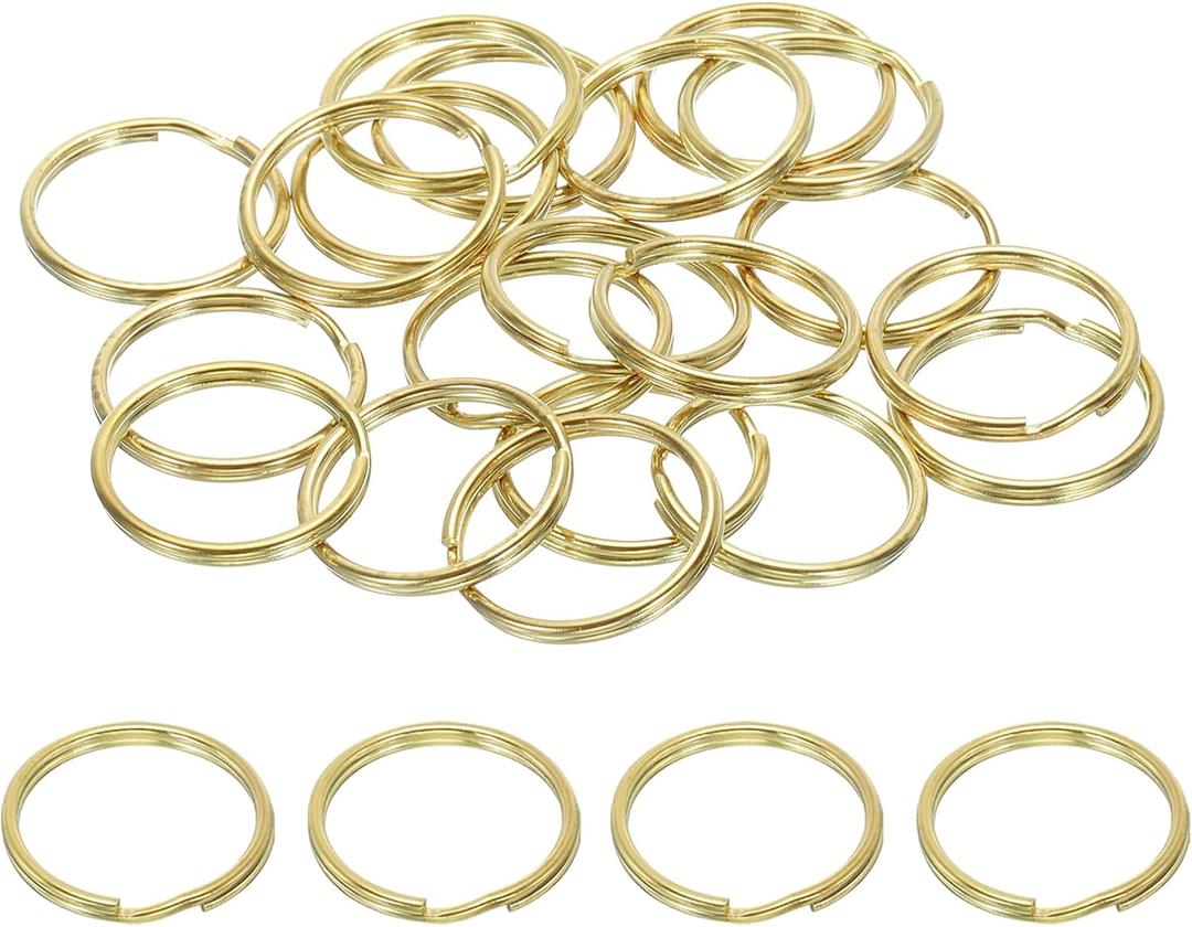 PATIKIL Flat Split Ring Diameter Pure Brass Flat Split Key Chain Rings for DIY Home Office Car Keys (20 x 1.4mm)