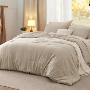 Bedsure Queen Comforter Set, Sand Soft Prewashed Bedding for All Seasons, 3 Pieces GentleSoft™ Bed Set, 1 Lightweight Comforter (90"x90") and 2 Pillowcases (20"x26")