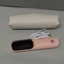 Cordless Hair Straightener Brush - Portable Hair Straightening Brush for Travel - 300M Negative Ions for Frizz-Free Shine, Touch Up On-The-Go, Fast Heating, Gift for Women, 10,000mAh, Powder Pink