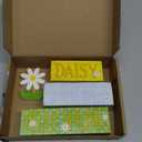 4Pcs Daisy Flower Hello Spring Wooden Stack Signs Rustic Farmhouse Tiered Tray Decor Yellow Blue Floral Wooden Table Decor for Spring Home, Kitchen, Office