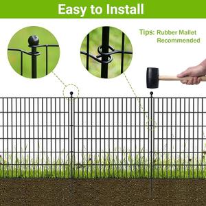 2x3Ft Garden Animal Barrier Fence, 4 panels No Dig Fences, Small Dog Fence Barrier, Animal Barrier Rabbit Fencing Rustproof Metal Decorative Border for Outdoor Garden 4 Panels-10.5 ft(L) X 48 in(H)