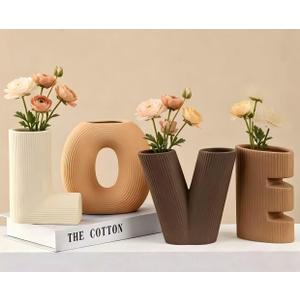 Love Vases 4pcs Ceramic Flower Vases Trendy vases for Flower Decor Entryway Decorative Vases for Centerpieces
