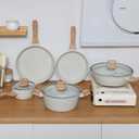 Ceramic Cookware Sets 15PCS Pots and Pans Set Non Stick (white15), 15pieces