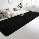 Large Modern Runner Rugs for Living Room Bedroom, 2x8 Feet Black Ultra Soft Thickened Memory-Foam Indoor Rug, Comfy Aesthetic Solid Minimalist Carpets for Girls Boys Nursery Dorm Home Decor