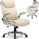 GTPLAYER Big and Tall High Back Office Chair 400LBS Wide Leather Executive Chair Height Adjustable Lumbar Support & Armrests, Comfy Desk Gaming Chairs Computer Swivel Chair, Beige