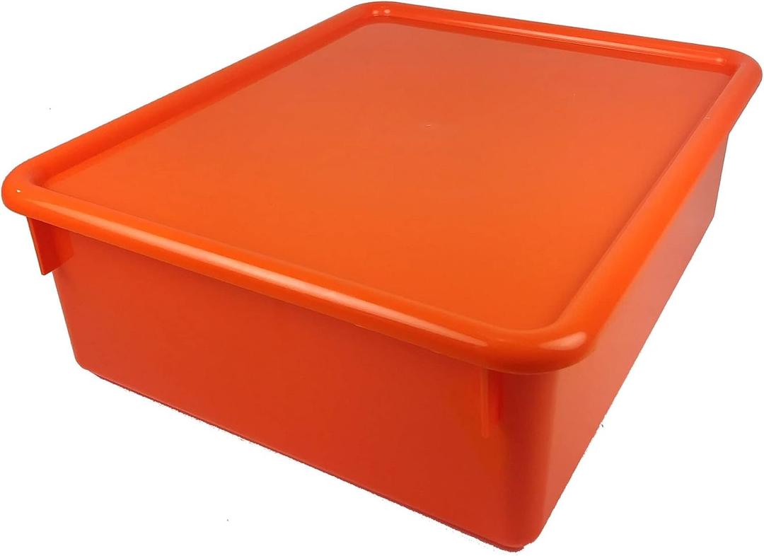 Romanoff Double Stowaway Tray with Lid, Orange