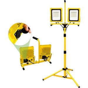 25000 Lumen Work Lights with Stand, Dual Head LED Work Light with USB & Socket, Waterproof Portable Lights with Individual Switch, Led Flood Light with 72 Inch Adjustable Metal Telescoping Tripod