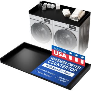 OfficeSimpli Washer Dryer Countertop, Made in USA, Non-Slip Pads, Laundry Room Wood Topper, Washer Dryer Cover for Top, Laundry Countertop, Laminate Finish (Black, Large (30" x 58"))