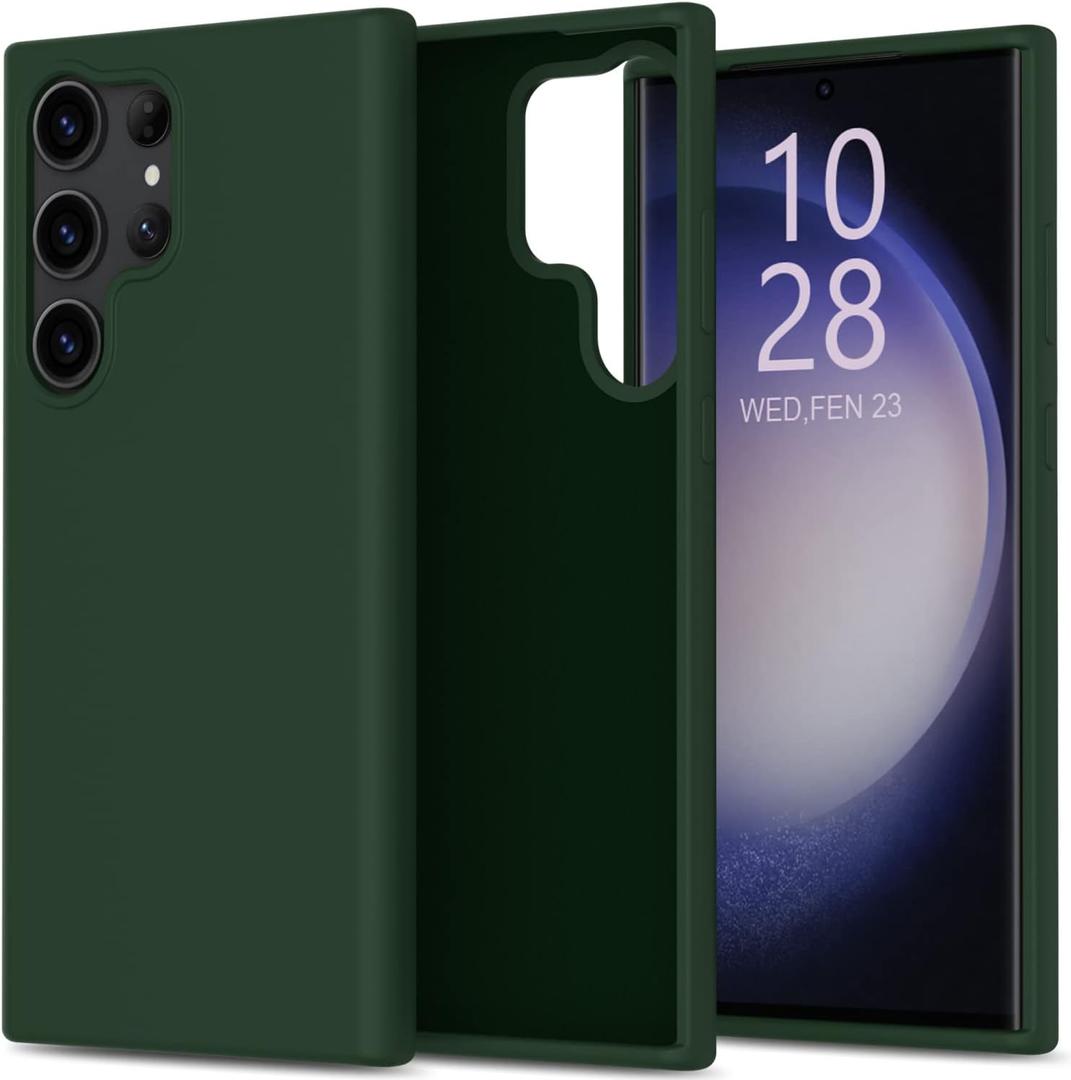 bemal for Samsung Galaxy S25 Ultra Case - Smooth Silky Liquid Silicone - Slim Fit Soft Microfiber Lining - Designed for Women and Girls - Shockproof Protective Phone Cover 6.8"- Dark Green