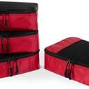 4-Piece Space-Saving Packing Cubes Travel Accessories Set, Luggage Organizer with Double Zipper, Mesh Top, Small, Red 