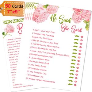 Bridal Shower Games He Said She Said Bridal Shower Games 50 Guests