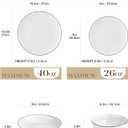 MALACASA 24-Piece Gourmet Porcelain Dinnerware Sets, Modern White with Black Rim Round Dish Set for 6 - Premium Serving Plates and Bowls Sets for Dessert, Salad, Soup, Pasta - Series AMELIA