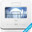 Midea MDC17P4CWW Portable Countertop Mini 5L Built-in Water Tank, Baby Care, No Hookup Needed, 360 Dual Spray,High-Temp wash, Dishwasher for Apartments& RVs, White, Whole