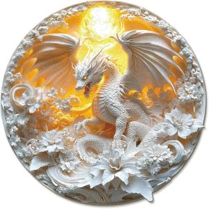 KAAYEE Wooden Puzzles for Adults, Fierce Dragon Wooden Jigsaw Puzzle Unique Animal Shape Wood Puzzle Adult, 3D Visual Effect Flat Puzzle Birthday Family Games (M-11.3 * 11.2 in-192pcs)