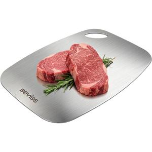 Cutting Board, 100% Pure 18/8 Stainless Steel Cutting Board Double Sided, 13.66" x 9" Chopping Board for Kitchen, Dishwasher Safe Chopping Board for Meat, Vegetables or Fruit, Medium