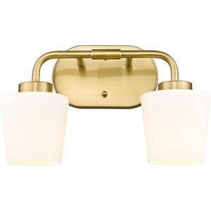 Brushed Gold Bathroom Vanity Light, Farmhouse Brass Sconces Wall Lighting with Milk White Glass, Champagne Bronze Light Fixture Over Mirror, AD-22004-2W-GD