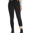 PUXODA Women Sherpa Lined Leggings Soft Clouds Fleece Tights Winter Warm Thermal Thick Cashmere Pants High Waist, Small, Black 