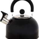 Lily's Home 2 Quart Stainless Steel Whistling Tea Kettle, the Perfect Stovetop Tea and Water Boilers for Your Home, Dorm, Condo or Apartment. (Black)
