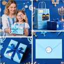 WERNNSAI Hanukkah Holiday Gift Tags - 24PCS Blue Themed Gift Wrapping Tags with Ribbon, Sticker Seals, and Mini Notecards (Star of David, Menorah, Dreidel) for Gift Bags and Wrapped Presents