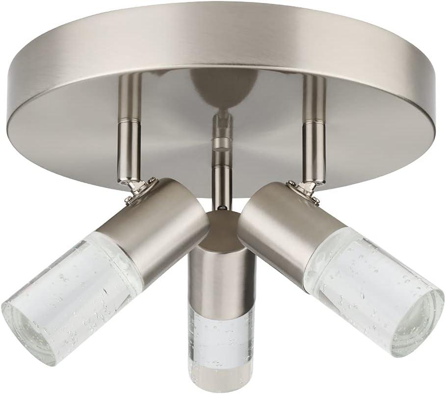 kadision 3-Light Semi Flush Mount Ceiling Light, 3 Head Directional LED Lighting Fixture for Walk-in Closet, Hallway, Foyer, Dimmable 4000K 15W BN Finish, ETL Listed