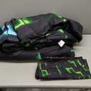 Erosebridal Geometric Checkered Boys Bedding Set Twin Size Neon Teal Green Comforter Set for Kids Teen Men Gamer Room Decor,Abstract Ombre Plaid Comforter Grids Quilt Duvet Black