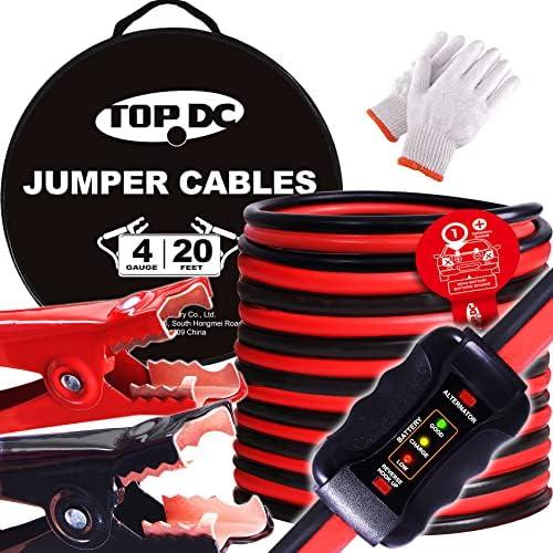 TOPDC 1 Gauge 25 Feet Jumper Cables for Car, SUV and Trucks Battery, Heavy Duty Automotive Booster Cables for Jump Starting Dead or Weak Batteries with Carry Bag