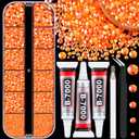 Resin Jelly Rhinestones for Crafting with B7000 Jewelry Glue, 1 Box Orange AB Flatback Crystal with 3Pcs 10ml Glue, Bedazzling Non Hotfix Gems for DIY Tumblers Clothing Shoes Manicure