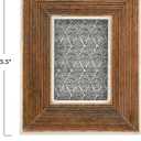 Creative Co-Op Hand-Carved Mango Wood Photo Frame with Bone Border & Ribbed Pattern, Natural (Holds 2" x 3" Photo)