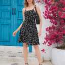 ZTC Floral Summer Dress for Women Spaghetti Strap Sleeveless A-line Dress Casual Beach Daily Wear Perfect for Vacation (Black, M)