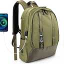 travel inspira Travel Laptop Backpack, Business Anti Theft Sturdy Work Bag with USB Charging Port, Airline Approved College Computer Bag Gift for Men & Women Fits 16 Inch Notebook, Green