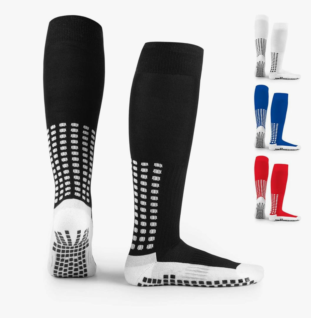 LUX Anti Slip Soccer Knee Socks,Non Slip Football/Basketball/Hockey Sports Grip Socks