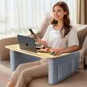 TV Trays for Eating on Couch with Tablet and Phone Slot, Couch Table for Laptop, Couch Desk with Arm Rest, Laptop Table for Bed