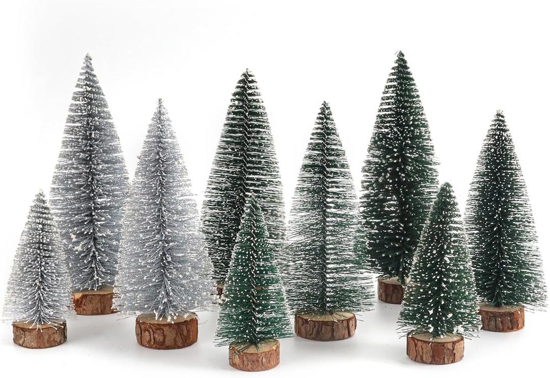 Desktop Miniature Pine Tree Tabletop Christmas Tree Small Pine Tree Decor Christmas Tree Toppers (Green Silver Dark Green)