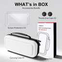 CoBak Large Capacity Carrying Case for Nintendo Switch 2 (2025) - 3 in 1 Accessories Bundle with 2 Screen Protectors, Thumb Grip Caps, 24 Game Cartridges, Hard Shell Portable Travel Pouch, White