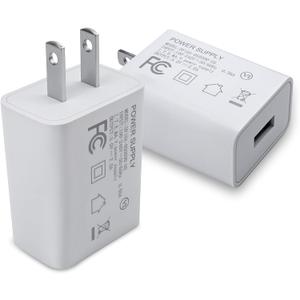 5V 2A Power Adapter UL Certified,USB Wall Charger Block Plug Box AC Fast Charging Cube Brick Home Travel Use for iPhone 13/14/15/16/17 Pro/Pro Max/Plus, XS/XR/X, Watch Series 8/7 2Pack