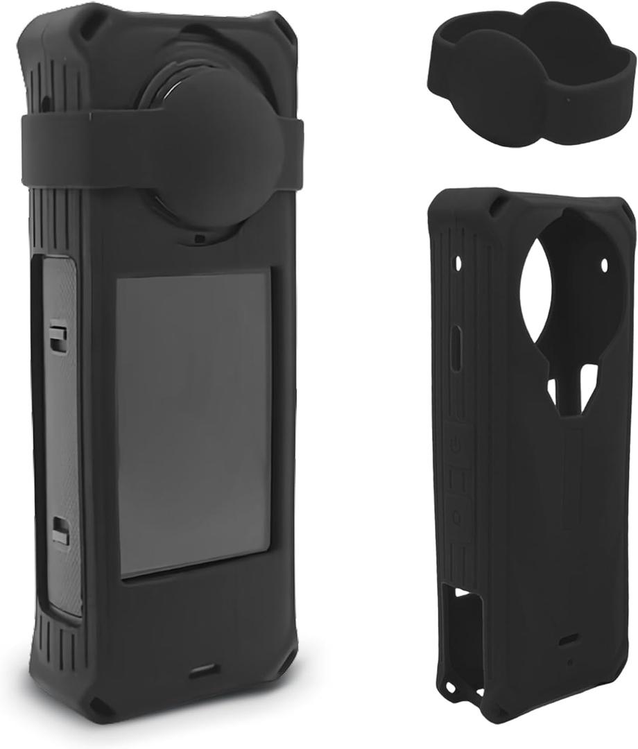 Protective Silicone Case for Insta360 X5, Insta 360 X5 Camera Lens Protector Cover Accessories (Black)