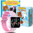 Etuwoe Potty Training Watch and Board Book for Toddler Girls: Adjustable Volume Potty Watches for Kids Water Resistant Toilet Timer Alarm Unicorn Toddler Watch Gifts for 1 2 3 4 5 Year Old Girl (Pink)