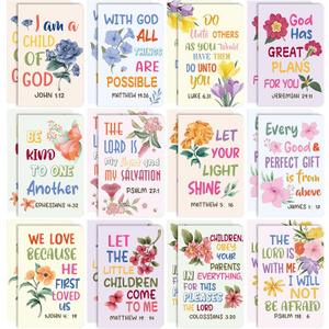 24Pcs Bible Verse Notepads,Mini Religious Pocket Notebooks Motivational Christian Small Inspirational Notepads Journals Gift Bulk Prizes for Kids Teacher School Home Travel Supplies (Bible flower)