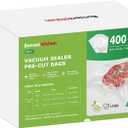 Bonsenkitchen Vacuum Sealer Bags,400 Quart 8" x 12" Precut Food Sealer Bags, Commercial Grade, BPA Free, Heavy Duty, Customized Size Vacuum Bags for Vac Storage, Meal Prep or Sous Vide Cooking, VB14