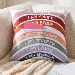 2 x 18 x 18 Inch Rainbow Pocket Pillow Gift Reading Corner
