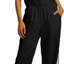 Womens Strapless Jumpsuit Casual Wide Leg Jumpsuits For Women Tube Top Off Shoulder Beach Vacation Summer Outfits (Black)