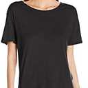 Enza Costa Womens Supima Cotton Tissue Jersey Boyfriend Tee (Large, Black)