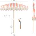 JONATHAN Y Mariner 6.5 ft. Striped Fringe Beach Umbrella, Coral Pink/White
