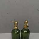 Darware Green Glass Soap Dispensers (2-Pack, Gold Metal Pumps, 16-Ounce); Decorative Pump Bottles for Kitchen and Bathroom