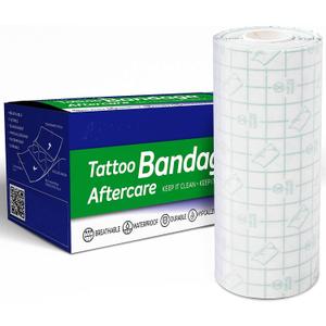 HealexVazzin Tattoo Aftercare Bandage - Waterproof & Protective Tattoo Bandages - Disposable Clear Adhesive & Flexible Tattoo Film Dressing Protect and Heal Your Tattoo (6 inches x 6.5 Yards), Pack Of 1