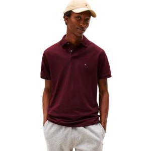 Tommy Hilfiger Mens Short Sleeve Polo Shirts in Classic Fit with Stretch and Organic Pique Cotton (XX-Large, Deep Burgundy)