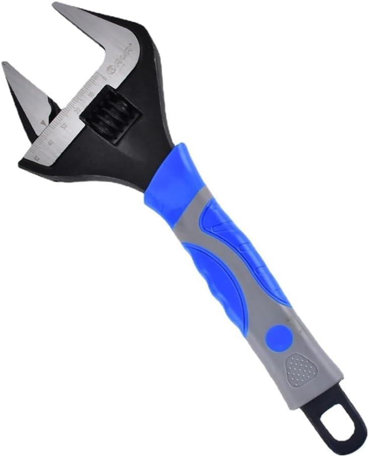 10-inch Wide Mouth Adjustable Wrench - Wide Opening,Black Oxide Finish,CR-V Steel, SAE and Metric Scale Marked, Ergonomic Grip