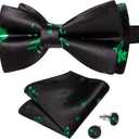 DiBanGu Mens Christmas Vest and Bow Tie Set Festival Christmas Snowflake Suit Vest for XmasNew Year Party Formal (Black Green Christmas Tree Snowflake)