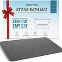 Stone Bath Mat for Bathroom, Non-Slip Modern Diatomite Bathmat | Super Absorbent, Premium Quick Drying Diatomite Bathmats, Easy Clean for Shower Floor & Bathroom (23.6"x15.4", Dark Gray)