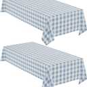 2 x Checkered Tablecloth Rectangle, 2 Pack Gingham Table Cloths Waterproof Wrinkle Free Buffalo Plaid Table Covers Washable for Dining, Parties & Outdoor Picnic(Light Blue and White, 60"×120")
